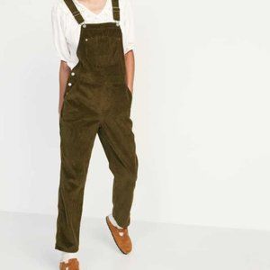 New women's Old Navy brown corduroy slouchy straight workwear overalls